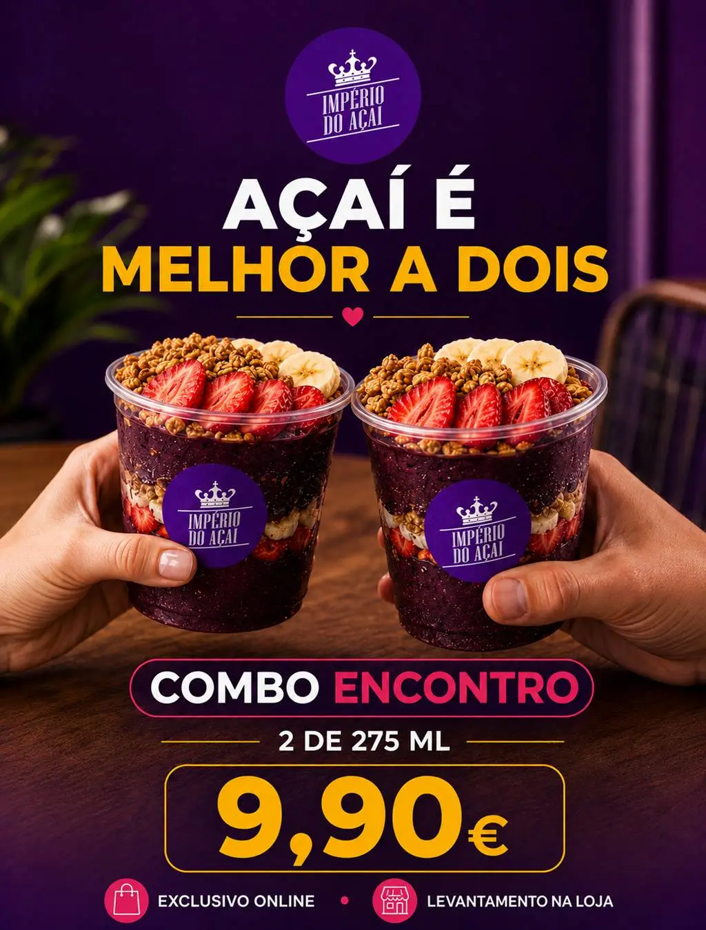 Combo Encontro: dois açaís de 275 ml por 9,90€